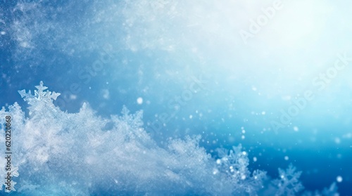 Blue winter background, abstract frozen texture. Generative AI.