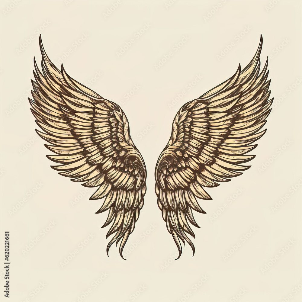 Obraz premium Vector Image of Vintage Angel Wings