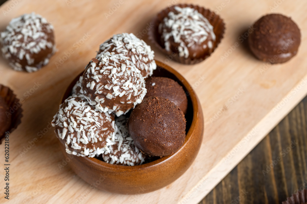 Chocolates with coconut sweet filling