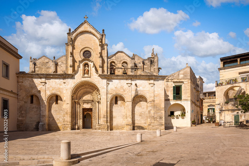 The facade of the Romanesque church of St. John Baptist, Matera, Italy