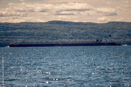 Freighter on Lake in Summer