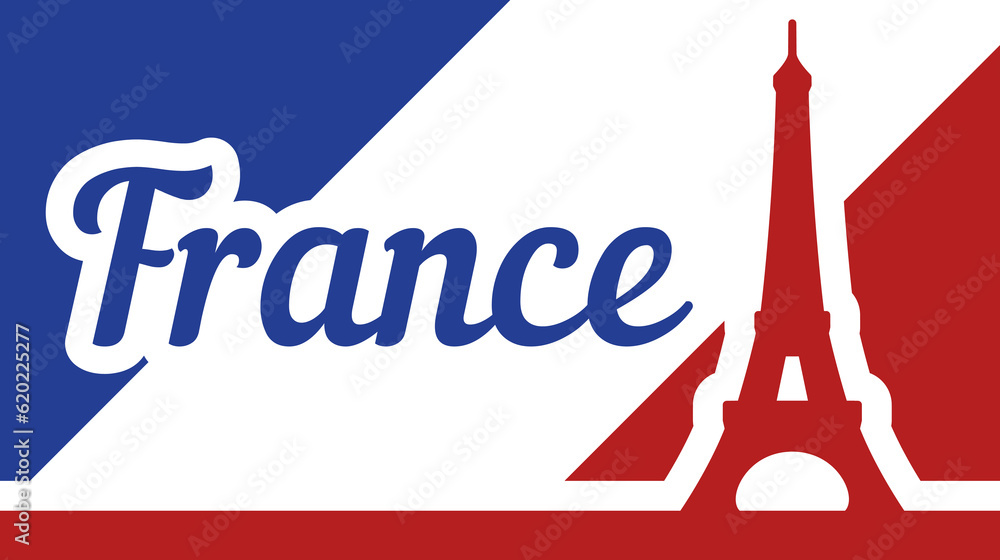 illustration of french flag and eiffel tower