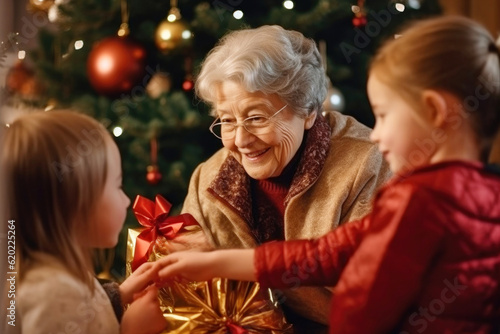 Happy people with christmas gifts