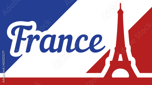 illustration of french flag and eiffel tower
