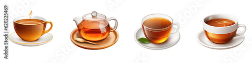 Tea clipart collection, vector, icons isolated on transparent background