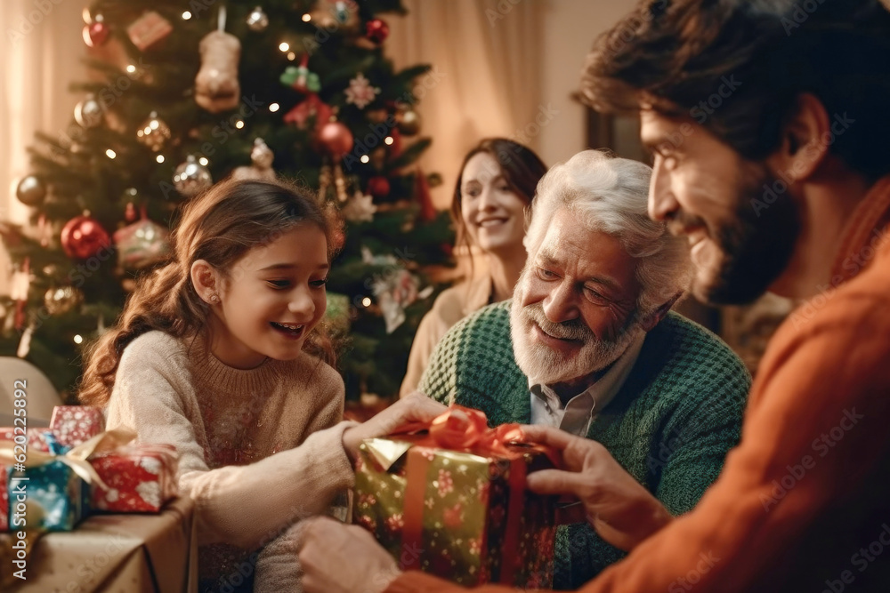 Happy people with christmas gifts Happy people with christmas gifts