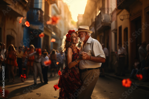 Romantic Rhythms of Havana: An Elderly Couple Dances with Timeless Love in the Streets of Cuba's Capital 