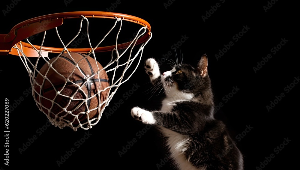 Feline Basketball Sports Star Backdrop Backdrop Generative AI
