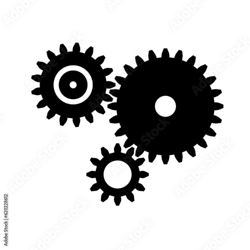 Three cog wheel gears vector icon