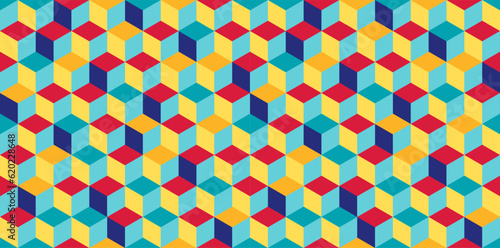 Vector abstract pattern - geometric cuboid texture