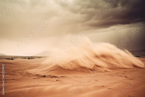 Dramatic sand storm in desert. Abstract background. Ai generative.