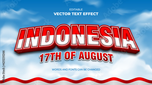 indonesia editable text effect on blue sky background