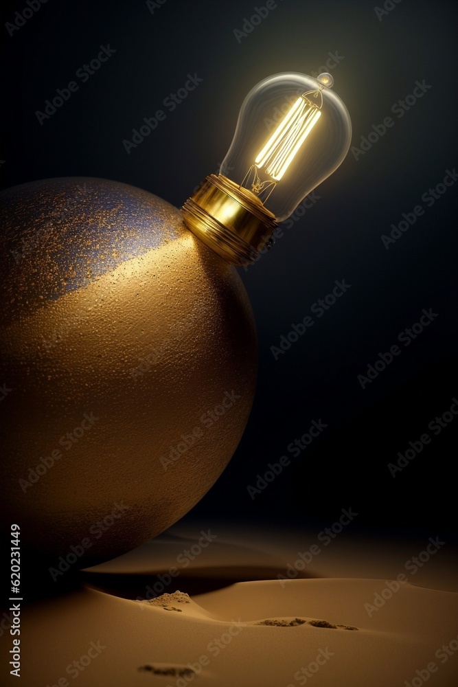 A Light Bulb Sitting On Top Of A Golden Ball