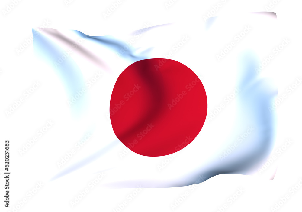 風に揺れる日本の国旗 Stock イラスト | Adobe Stock