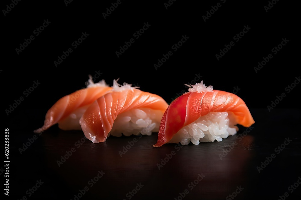 Sushi nigiri in black background (Ai generated) Sushi nigiri in black background (Ai generated)