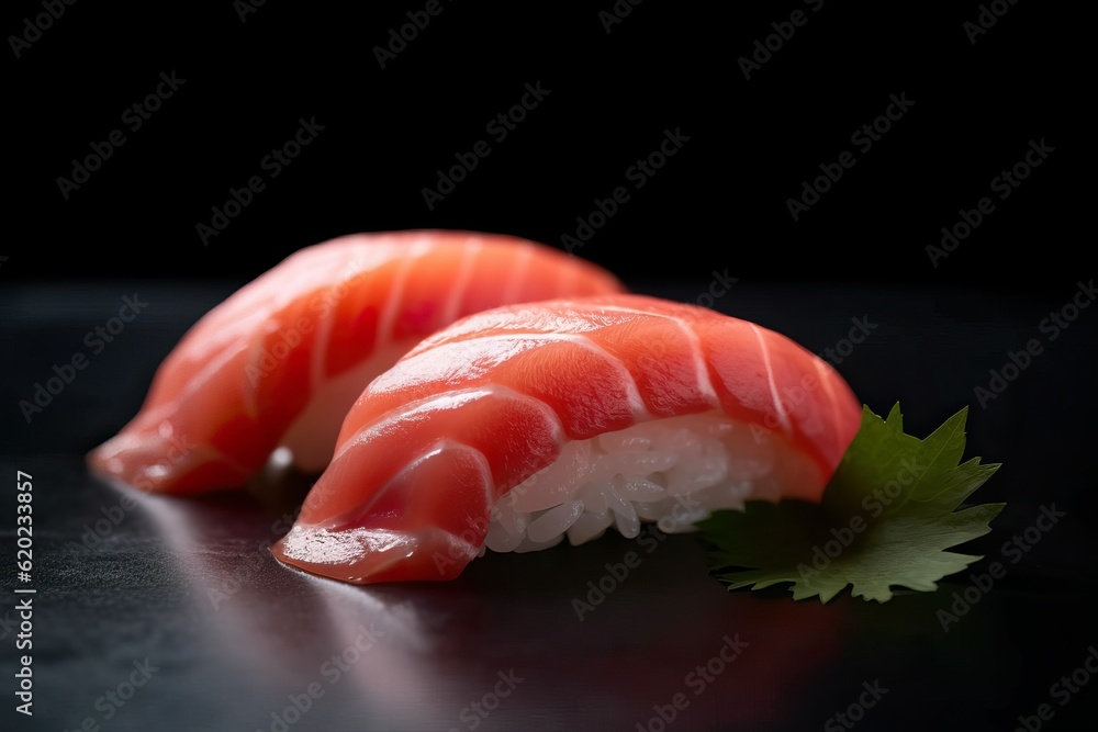Sushi nigiri in black background (Ai generated) Sushi nigiri in black background (Ai generated)
