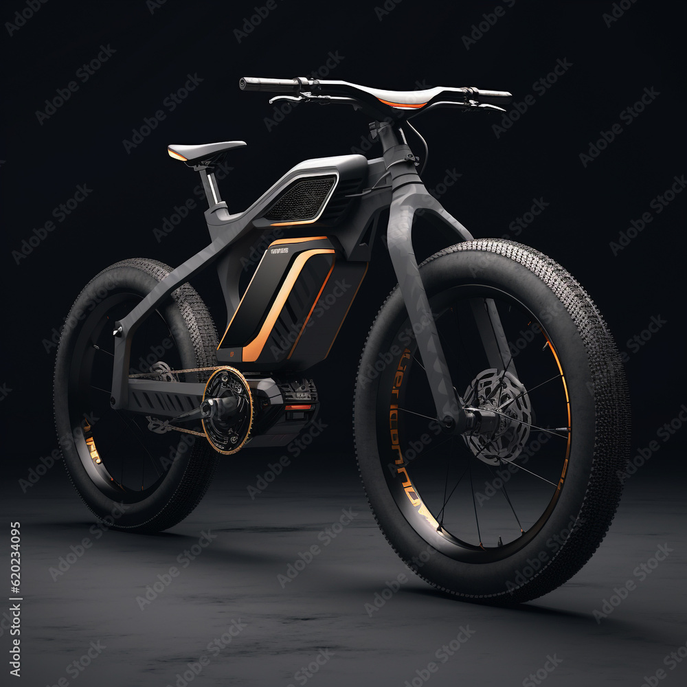 Electric bicycle design in the future. Using electricity with a battery built into the bike body. The design is more attractive and suitable for all situations.