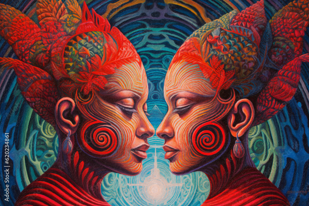 Psychedelic trip. DMT effect. A beautiful bright picture . A painting ...