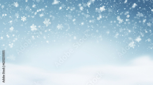 Winter background with snowflakes and bokeh.Concept of product and mockup for Christmas Day or New Year's Day.Concept of copy space for text or image.