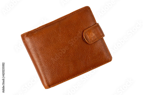Leather billfold isolated on white background.