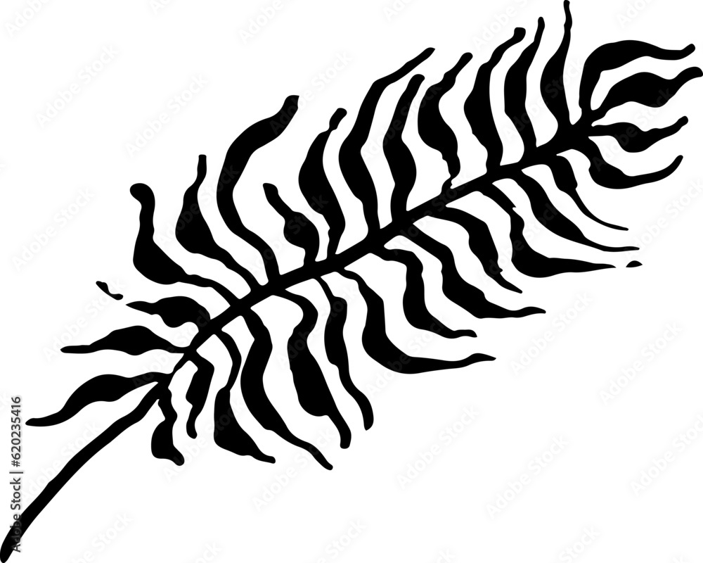 Obraz premium Artwork Brush Palm Tree Leaf Silhouette