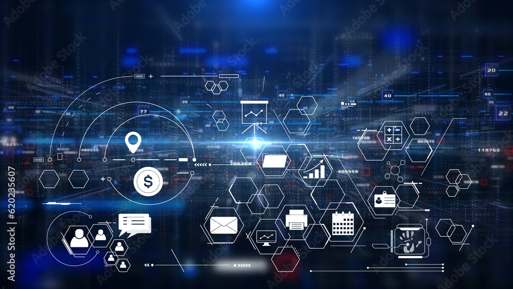 Technology data business analysis and strategy, professional financial, digital link tech with futuristic icon concept illustration. Technology data business analysis and strategy, professional financial, digital link tech with futuristic icon concept illustration.