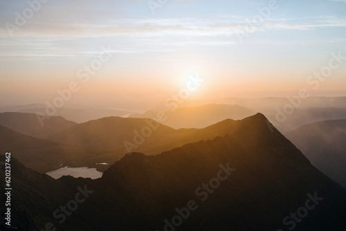 Sunrise view of Helvellyn range at the Lake District in England