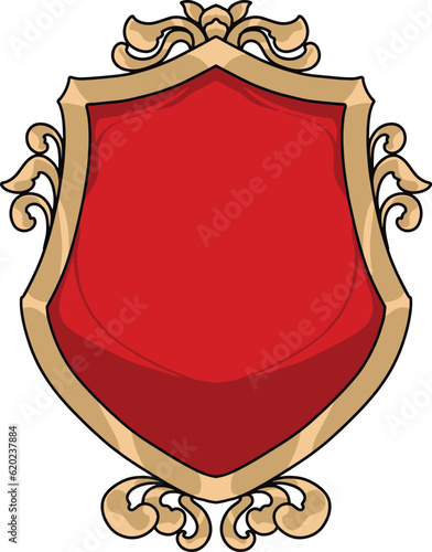 golden shield with ornament logo template