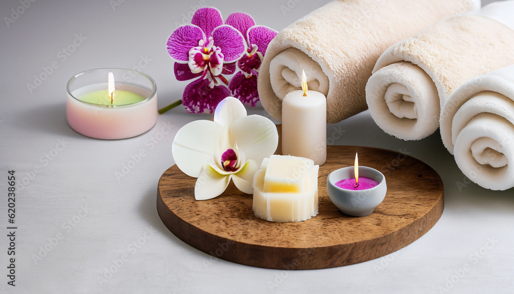 spa still life with candles and orchid spa still life with candles and orchid