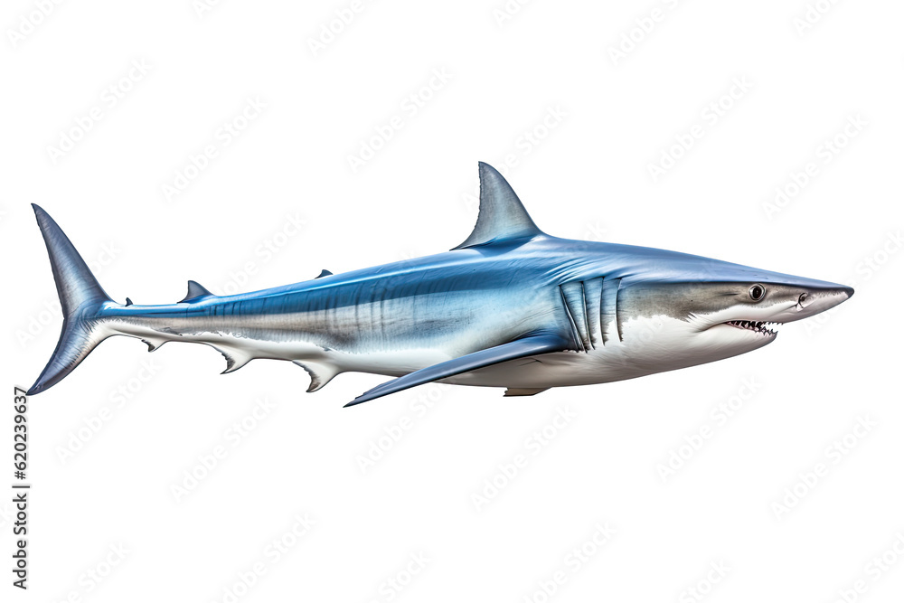  shark dangerous, wild, jaws, on transparent background (PNG). Generative AI.