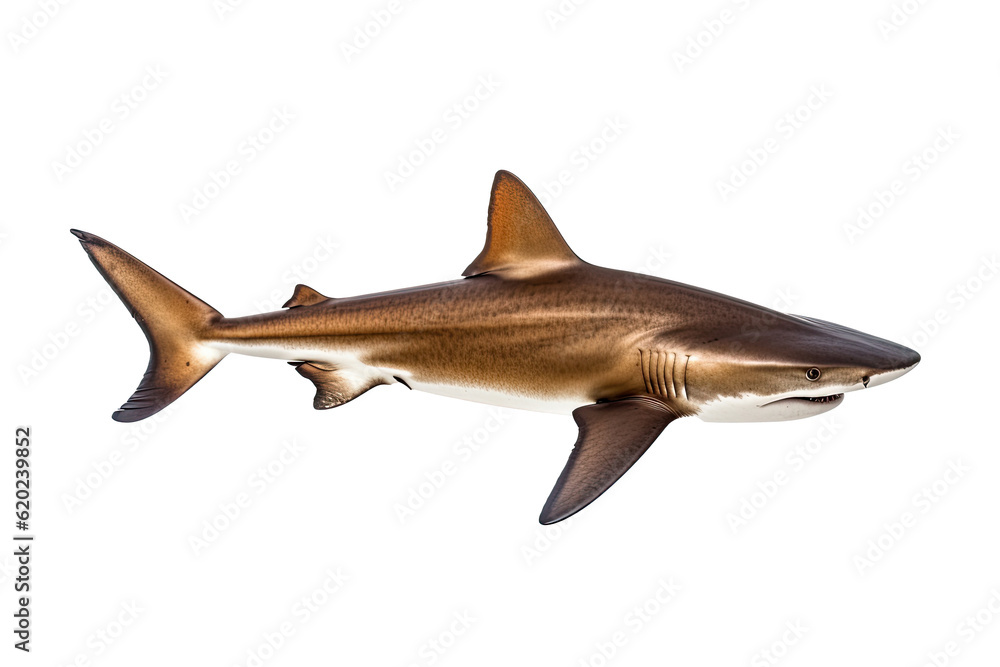 Fototapeta premium shark dangerous, wild, jaws, on transparent background (PNG). Generative AI.