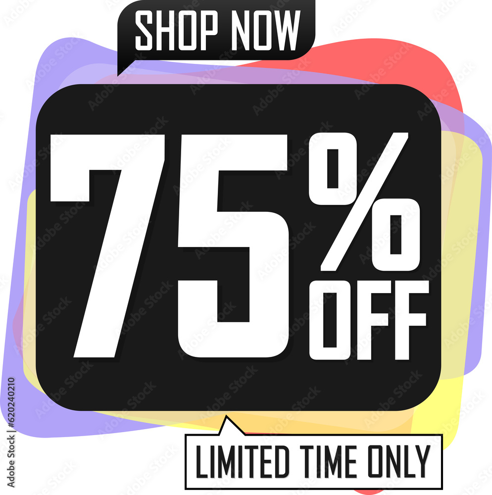 Sale 75% off, discount bubble banner on transparent background. PNG illustration Sale 75% off, discount bubble banner on transparent background. PNG illustration