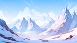 hand drawn cartoon beautiful snow mountain landscape illustration
