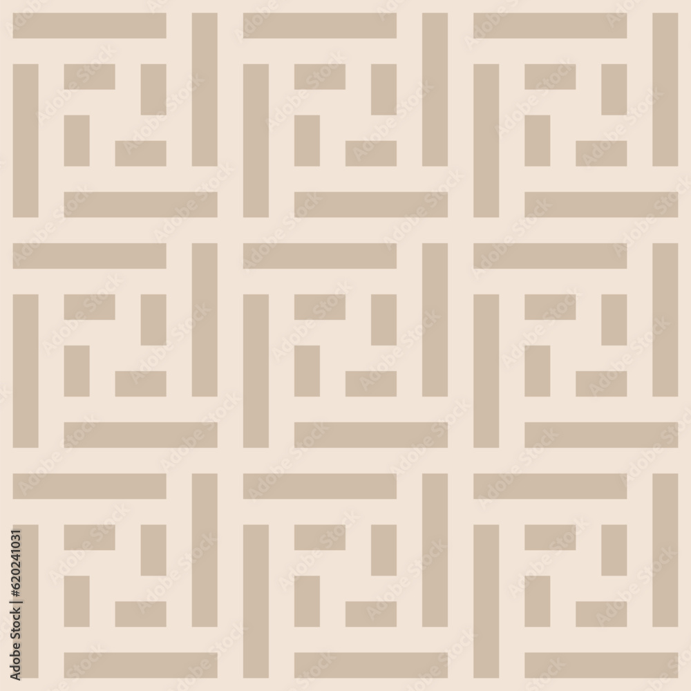 Abstract geometric seamless pattern. Stylish ornament with squares, lines, rectangles, grid, lattice, repeat tiles. Simple elegant beige color texture. Modern geometric background. Subtle geo design Abstract geometric seamless pattern. Stylish ornament with squares, lines, rectangles, grid, lattice, repeat tiles. Simple elegant beige color texture. Modern geometric background. Subtle geo design