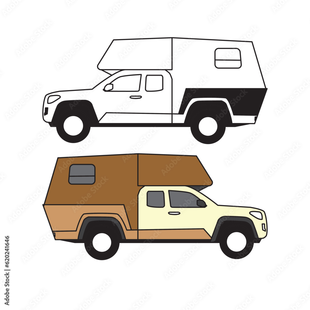 road trip cars isolated on a white background. Icons in colour style for design of children's rooms, clothing, textiles. Vector illustration