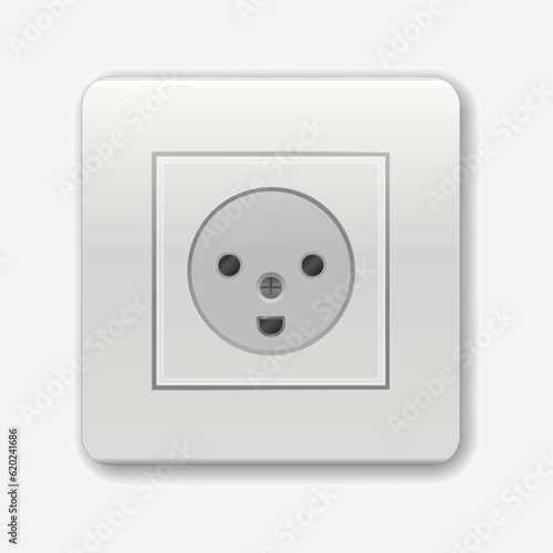Realistic socket. Used in the Denmark and Greenland. Adapters. Isolated electrical equipment on wall. Type K. Vector multiple standards socket for plug