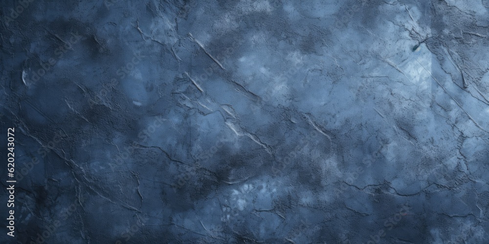 Beautiful grunge navy blue stucco wall background. Panoramic abstract decorative dark background. Wide angle rough stylized texture wallpaper with copy space for design, generative ai