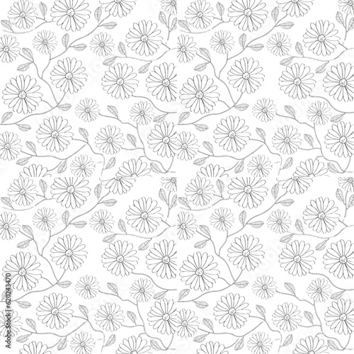 Seamless vector floral pattern. Classic illustration. Toile de Jouy