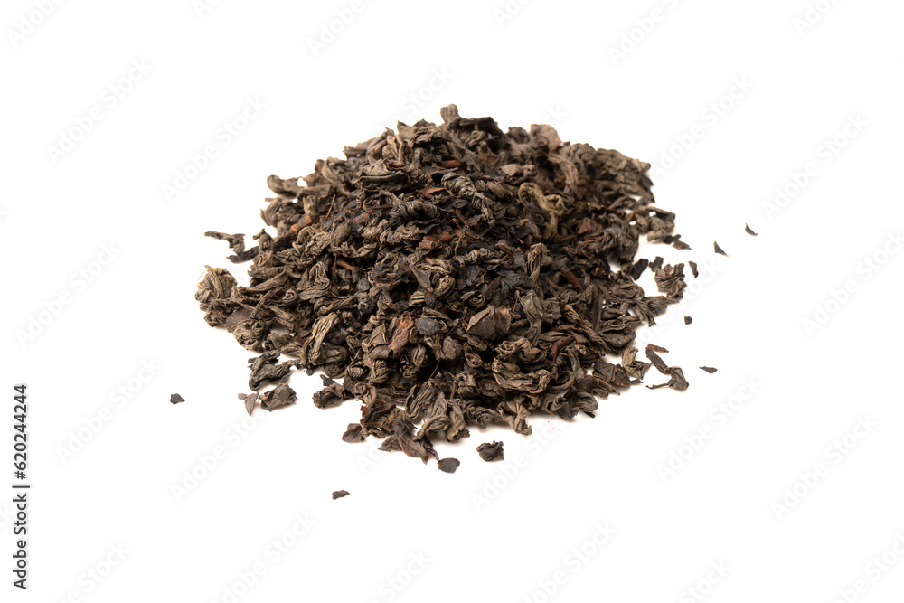 Dried tea leaves isolated on a white background. Dried tea leaves isolated on a white background.