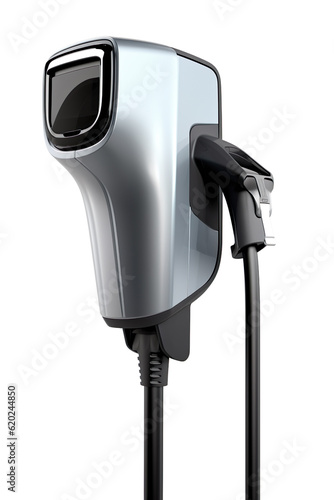 Fast electric car charger green energy environment friendly driving vehicle station. Modern transport fuel of future. Minimal design power unit isolated on white background