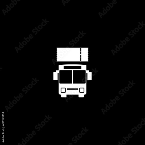 Simple illustration of Carton bus ticket icon  isolated on black background