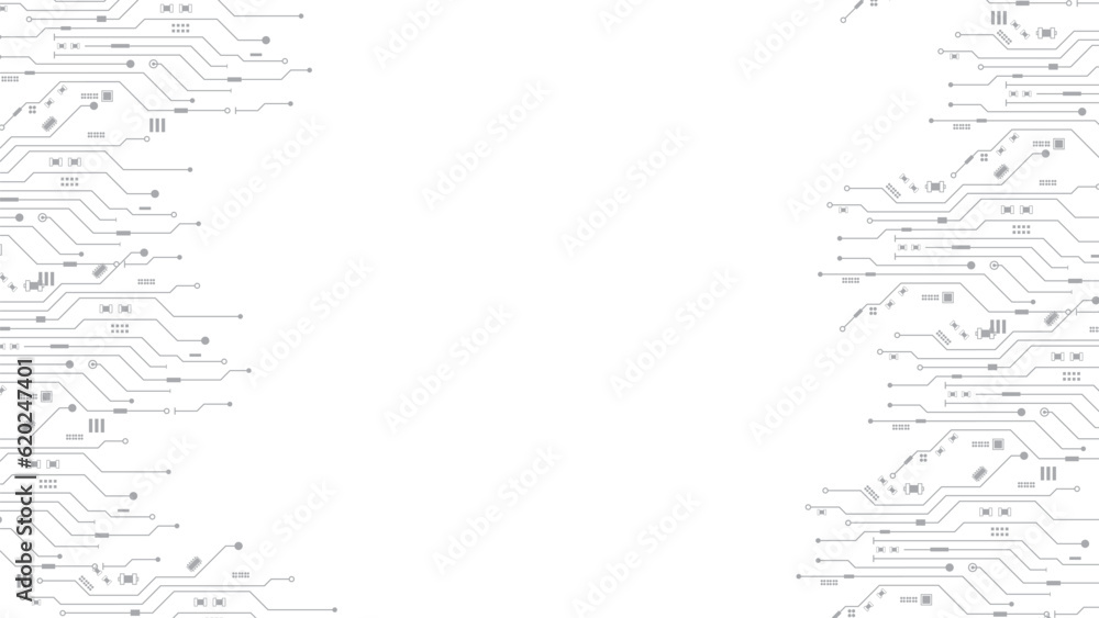 Abstract Technology Circuit Board Background Grey White Abstract