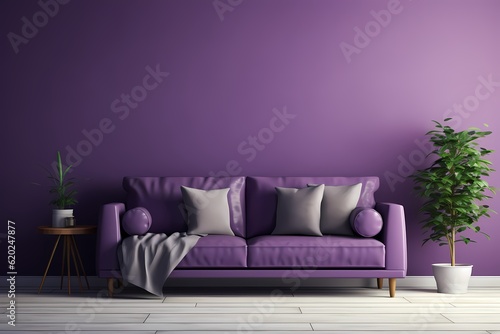 purple sofa in a room