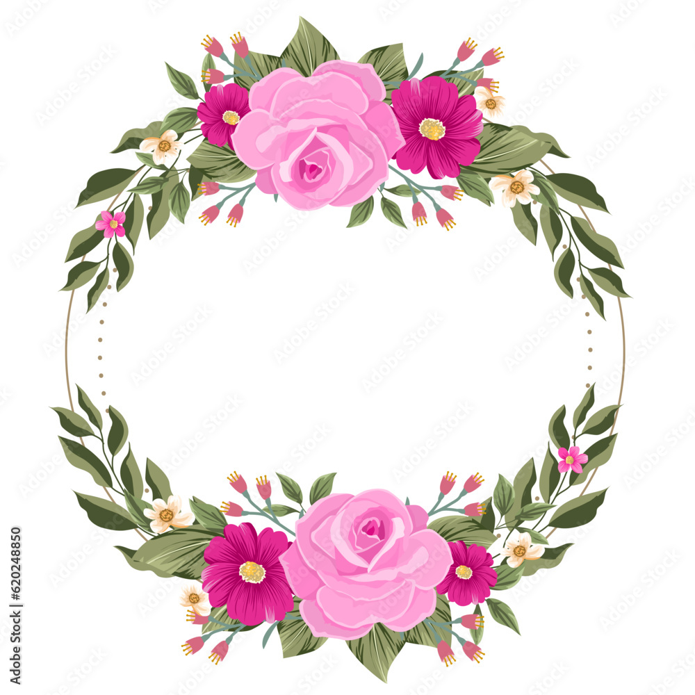 frame of roses ,flower rose vector with circle for background, texture, wrapper pattern, frame or border , greeting card frame of roses ,flower rose vector with circle for background, texture, wrapper pattern, frame or border , greeting card
