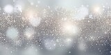 Christmas background with snowflakes and bokeh glitter effect with room for copy. AI generative art.