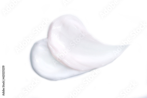 Smear of skin cream on a white background. Sample Moisturizing Facial Lotion.