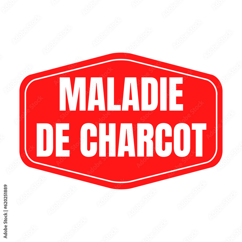 Lou Gehrig's or ALS amyotrophic lateral sclerosis disease symbol icon called maladie de Charcot in French language Lou Gehrig's or ALS amyotrophic lateral sclerosis disease symbol icon called maladie de Charcot in French language
