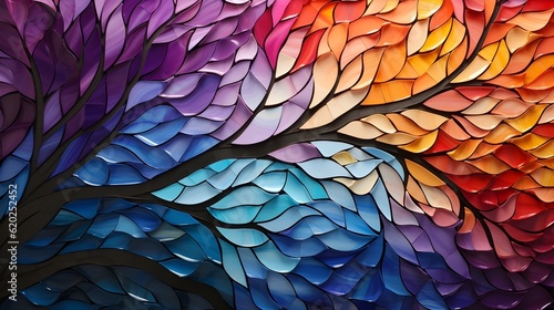 Wallpaper Mural "Vibrant Whispers: Psychedelic Mosaic" - Whispers of vibrant colors intertwine in a mesmerizing mosaic, combining abstract expressionism with psychedelic influences (Generative AI) Torontodigital.ca