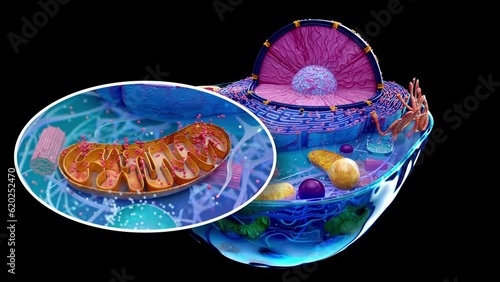 4K abstract animation of the biological cell and the mitochondria photo