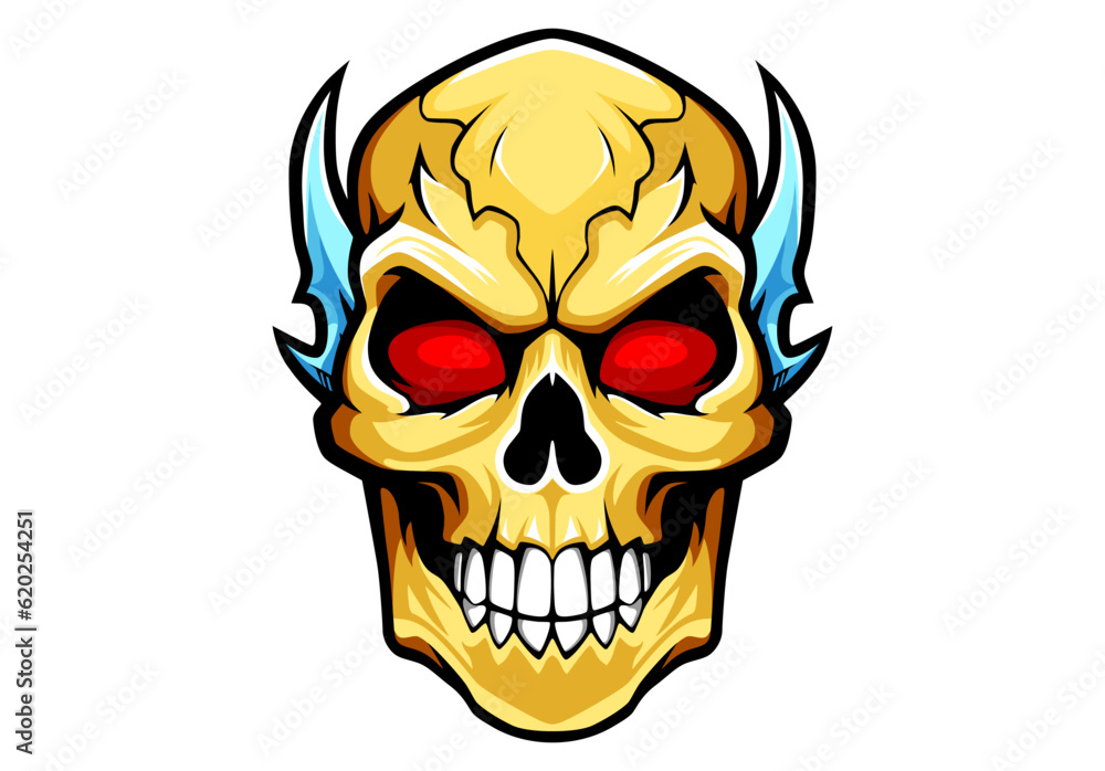 Skull sign or icon with horns. Mascot skull emblem with outline. Skull sign or icon with horns. Mascot skull emblem with outline.